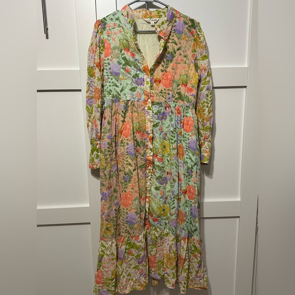J.nna Floral Button-Down Maxi Dress